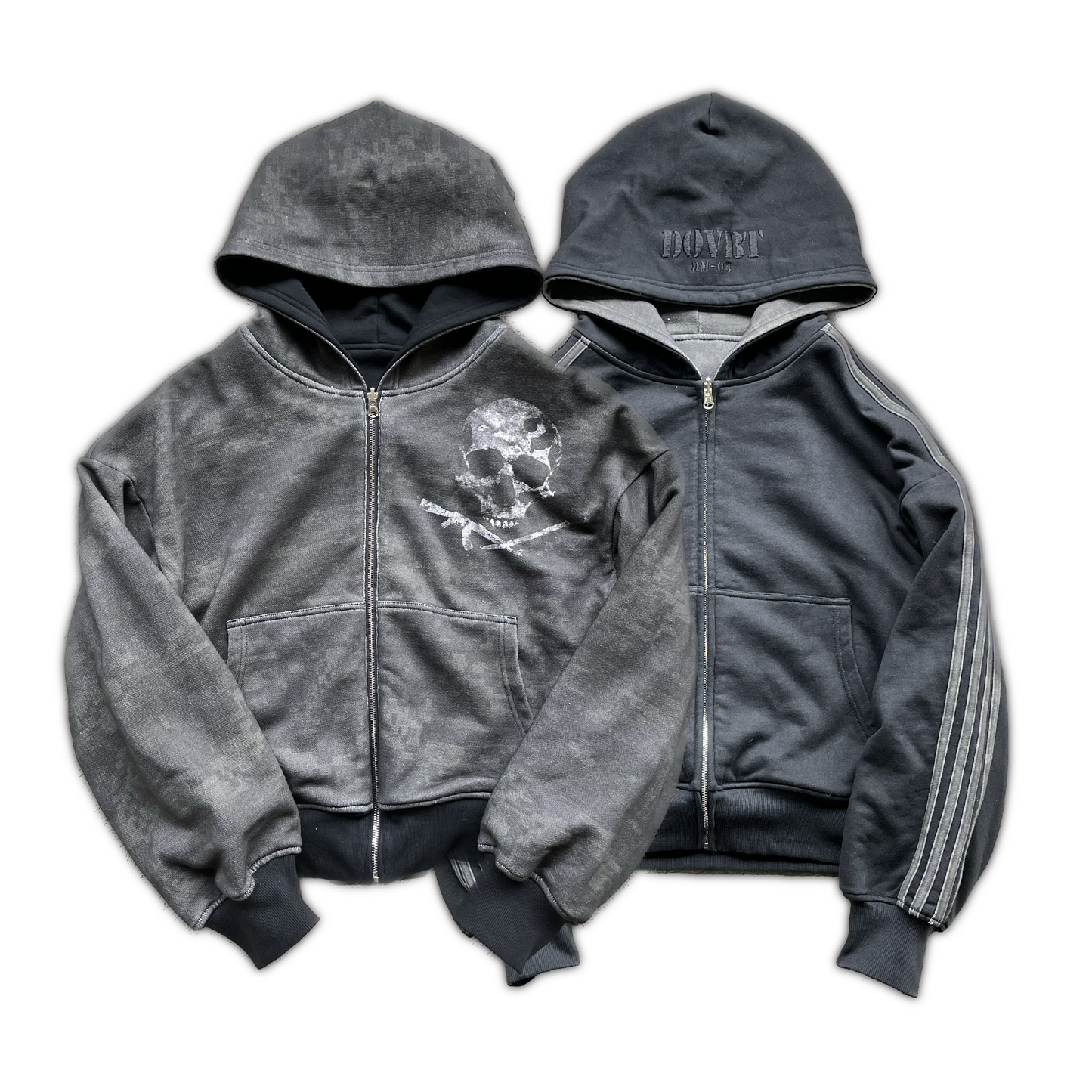 reversible "dark digital" zip up