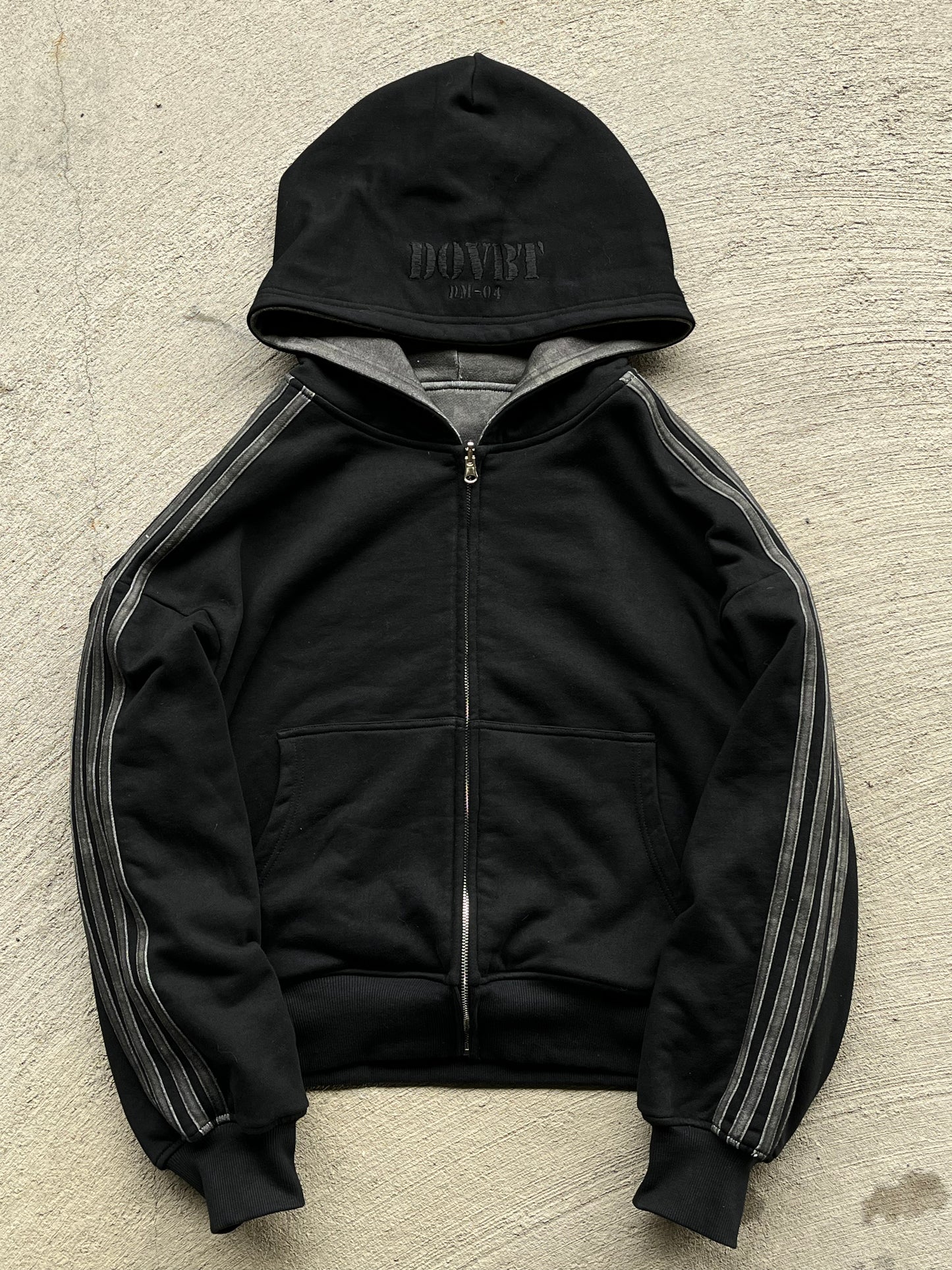 reversible "dark digital" zip up