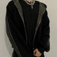 reversible "dark digital" zip up