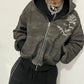 reversible "dark digital" zip up